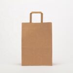 Manufacturer Cost Price Food Grade Flat Handle Cheap Gift Shopping Kraft Paper Bag Printed Custom With Your Own Logo