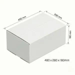 RSC Boxes - White, 50 Pcs/Carton, SINGLE WALL, 480x280x180mm