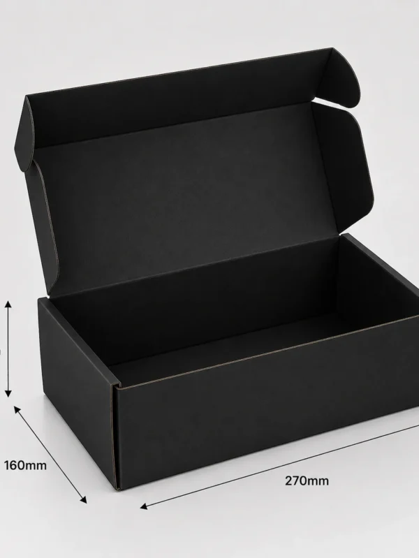 270x160x100mm Black die cut mailing box