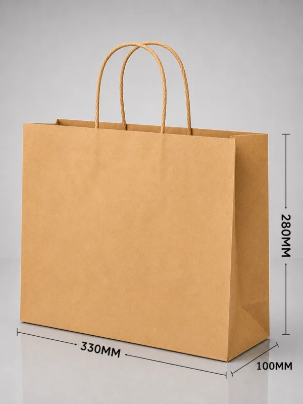330mmX100mmX280mm Shopping Bag Kraft